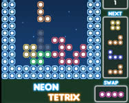 Neon tetrix ügyességi HTML5 játék